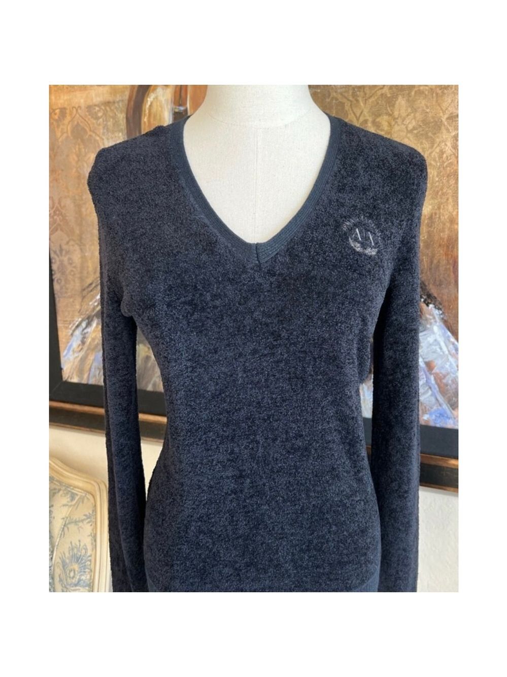 Women's Armani Exchange Black V-Neck Sweater S
